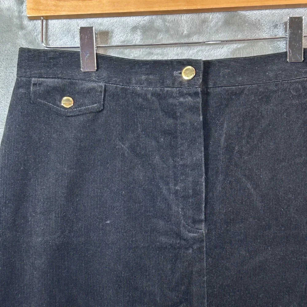 Vintage 90s Ralph Lauren Black Corduroy Maxi Skirt 8 Dark Academia Quiet Luxury - Picture 2 of 8